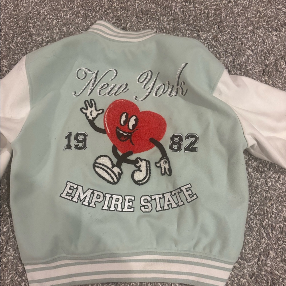 Forever 21 Mint Green and White Bomber Jacket